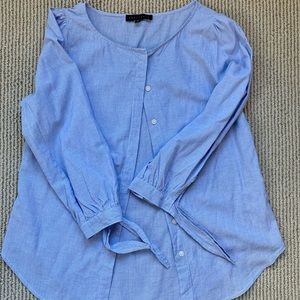 Sanctuary Blue & White Striped Tie Sleeve Button Down (Size M)